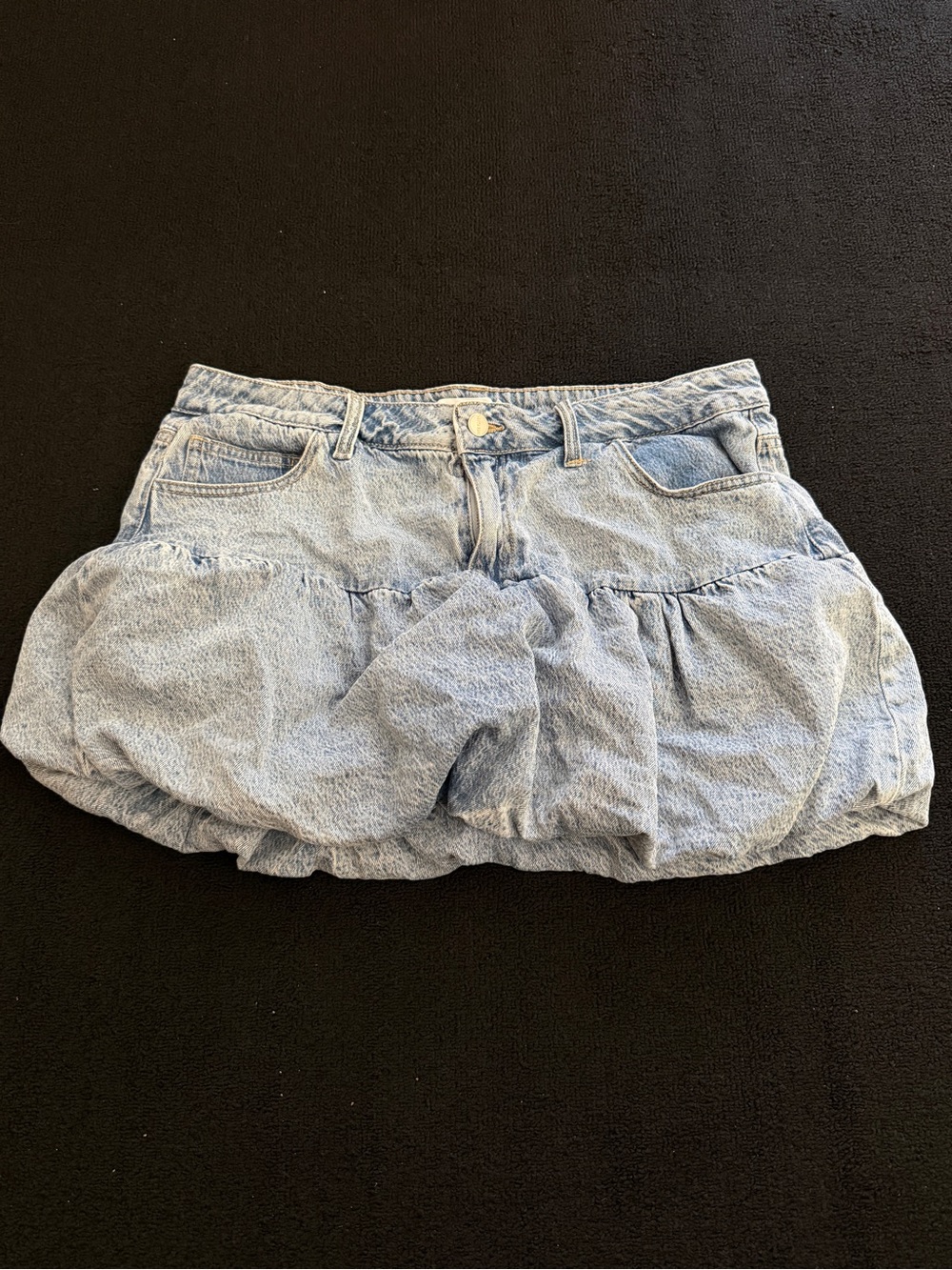 Light Blue Denim Bubble Skort - Women's Casual